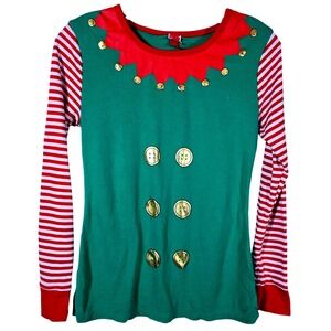 Red Elf Pajama 2 pc. Set Long Sleeve‎ Shirt Pants Christmas Medium UNISEX Target